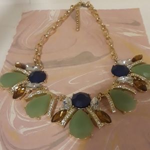 Bundle 3 For $15: Statement Necklace Goldtone w/ Blue, Green, Smoky